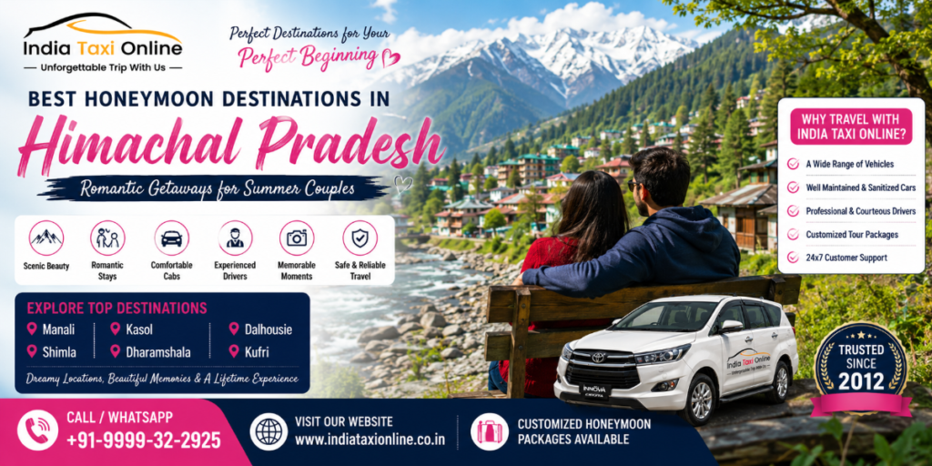 India Taxi Online 2 best honeymoon destinations in Himachal Pradesh