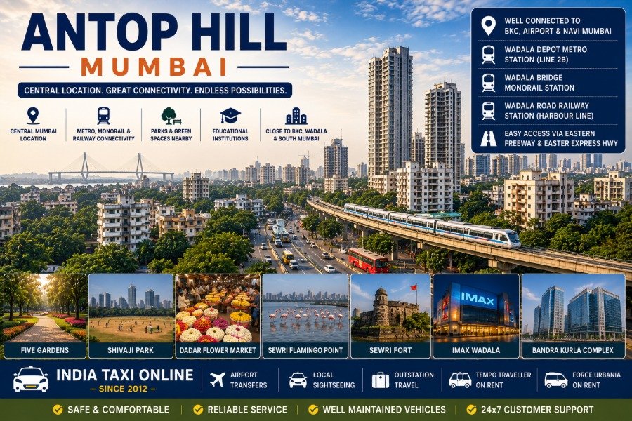 Antop Hill Mumbai featuring elevated city views, modern skyline, nearby Wadala, parks and excellent transport connectivity
