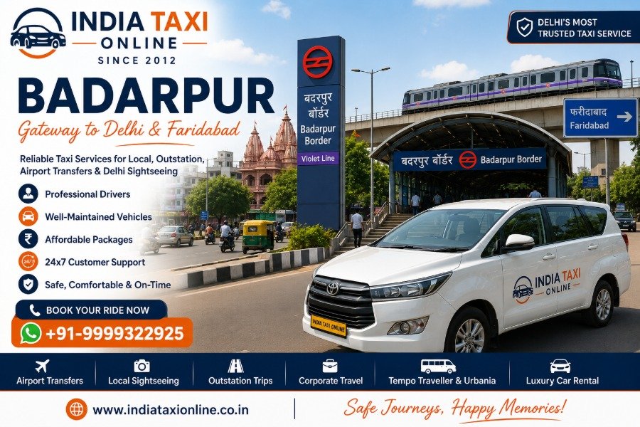 Badarpur Border Metro Station with Mathura Road and South East Delhi streetscape