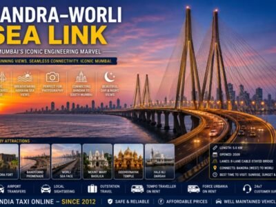 Bandra–Worli Sea Link Mumbai Travel Guide Bandra–Worli Sea Link spanning the Arabian Sea with illuminated cable towers, Mumbai skyline and sunset views