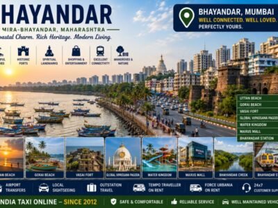 Bhayandar Coastal Attractions and Heritage Scenic Bhayandar featuring beaches, Vasai Fort, mangroves, modern skyline and waterfront views