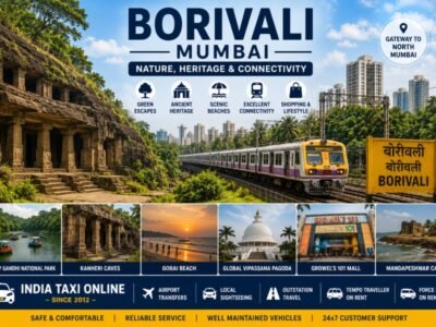 Borivali Mumbai National Park Kanheri Caves and Nature Borivali Mumbai featuring Sanjay Gandhi National Park, Kanheri Caves, Gorai Beach and modern skyline