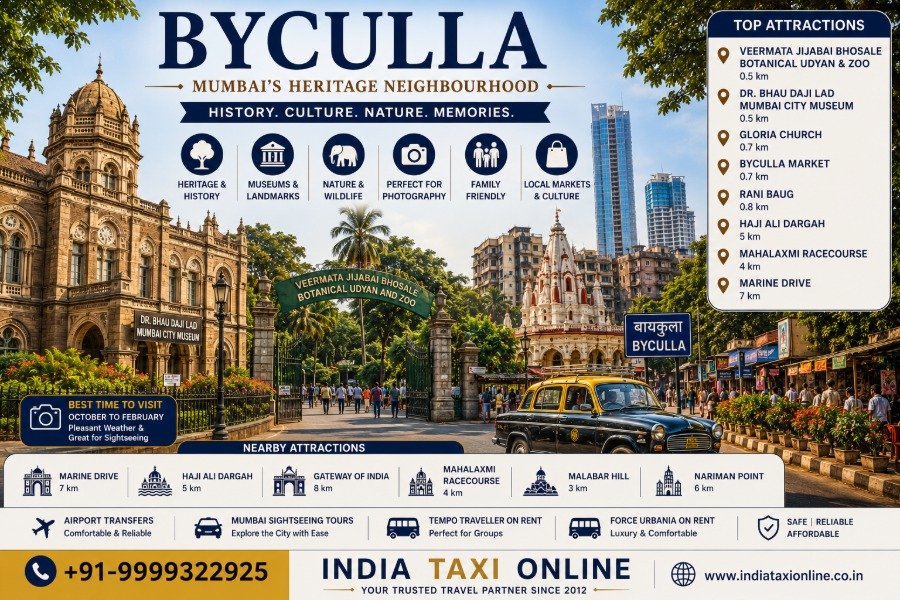 Byculla in Mumbai featuring Veermata Jijabai Bhosale Botanical Udyan, Dr. Bhau Daji Lad Museum, heritage buildings and lush gardens