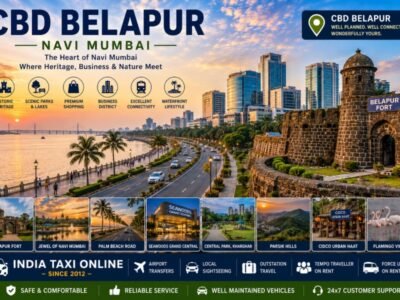 Scenic CBD Belapur featuring Belapur Fort, Palm Beach Road, waterfront promenade, modern skyline and landscaped parks