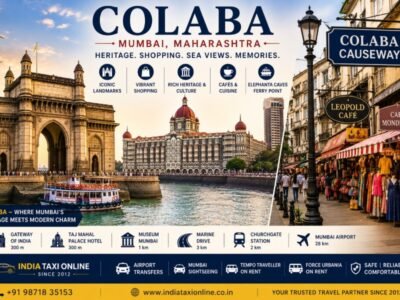 Colaba in South Mumbai featuring the Gateway of India, Taj Mahal Palace Hotel, Colaba Causeway and Arabian Sea waterfront