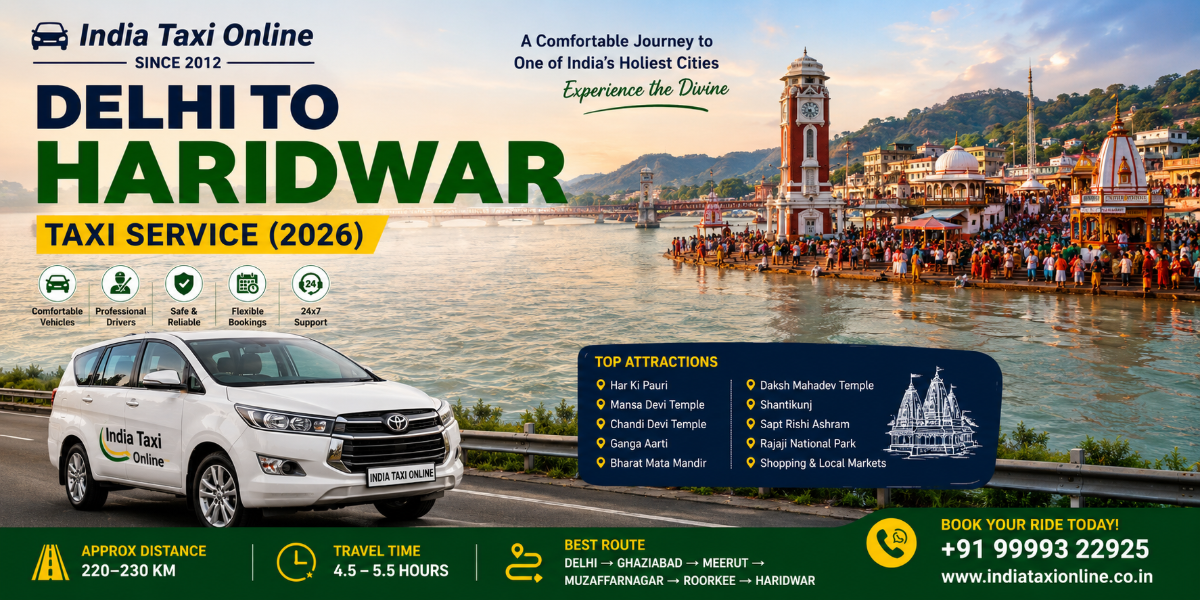 Delhi to Haridwar Taxi Service Delhi to Haridwar Taxi Service (2026) Distance, Route, Places to Visit, Travel Tips & Cab Booking Guide