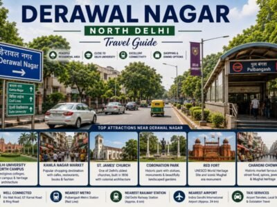 Derawal Nagar in North Delhi featuring tree-lined streets, residential neighbourhoods, nearby Delhi University and excellent connectivity
