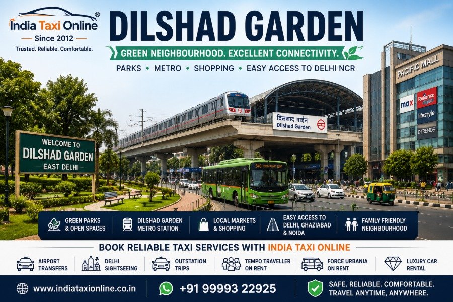 Green parks, residential neighbourhood and metro connectivity in Dilshad Garden, East Delhi.