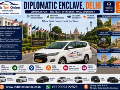 Diplomatic Enclave in Chanakyapuri featuring embassies, luxury hotels, tree-lined avenues and international diplomatic district in New Delhi.