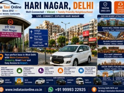 Hari Nagar Metro Station, residential neighbourhood, shopping market and modern streets in West Delhi.