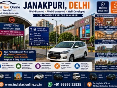 Janakpuri West Metro Station, District Centre, Unity One Mall and modern residential sectors in West Delhi.