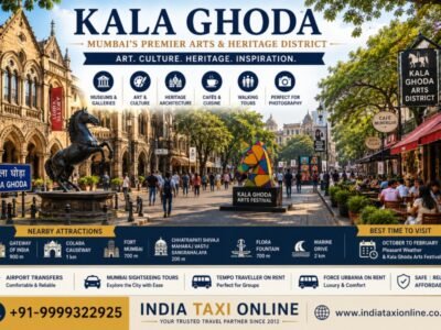 Kala Ghoda in South Mumbai featuring heritage buildings, art galleries, museums, cafés and vibrant cultural streets