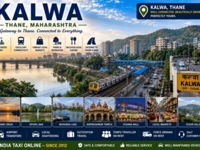 Scenic Kalwa featuring Thane Creek, modern skyline, railway connectivity and nearby Upvan Lake