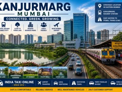 Kanjurmarg Mumbai featuring Powai Lake, business parks, railway connectivity and modern residential skyline