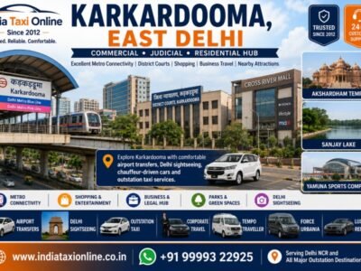 Karkardooma Metro Station, District Courts, Cross River Mall and modern commercial buildings in East Delhi.
