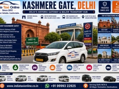 Kashmere Gate featuring the historic gateway, Metro interchange, ISBT and heritage attractions in North Delhi.