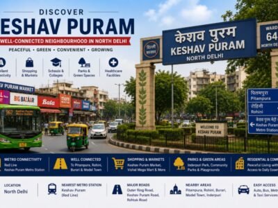 Keshav Puram in North West Delhi featuring Keshav Puram Metro Station, landscaped parks, modern residential neighbourhoods and tree-lined roads