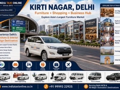 Kirti Nagar Furniture Market, Metro Station, premium furniture showrooms and commercial district in West Delhi.