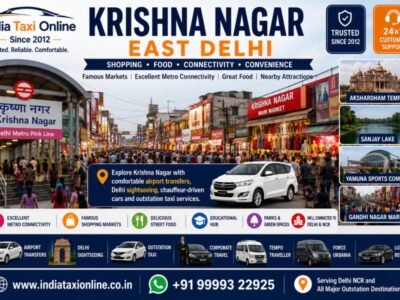 Krishna Nagar Market, busy shopping streets, Metro connectivity and retail stores in East Delhi.