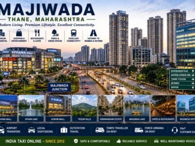 Scenic Majiwada featuring premium residential towers, landscaped roads, shopping malls and modern Thane skyline