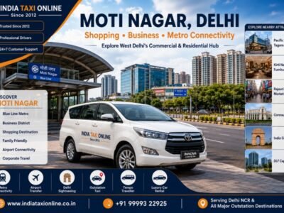 Moti Nagar Metro Station, modern commercial buildings, shopping centres and residential neighbourhood in West Delhi.
