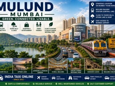 Scenic view of Mulund Mumbai featuring Yeoor Hills, Upvan Lake, modern skyline and Central Railway connectivity