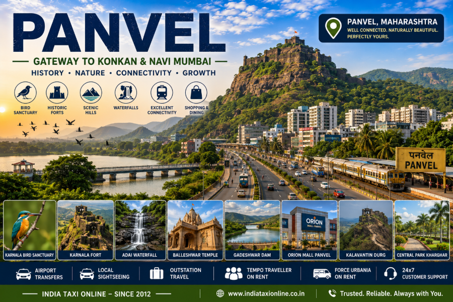 Scenic Panvel featuring Karnala Fort, bird sanctuary, lush hills, waterfalls and modern city skyline