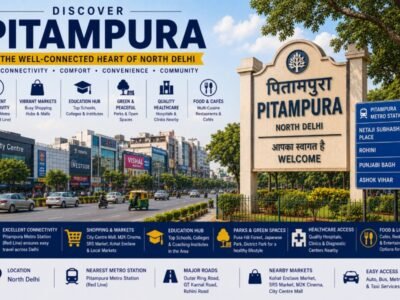 Pitampura in North West Delhi featuring Adventure Island, Metro Walk Mall, Japanese Park, Pitampura TV Tower and modern residential neighbourhoods