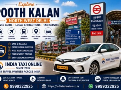 Pooth Kalan in North West Delhi featuring nearby Rithala Metro connectivity and reliable taxi services by India Taxi Online.