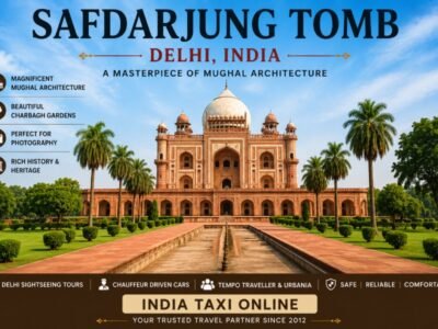 Safdarjung Tomb Delhi Historic Mughal Monument Safdarjung Tomb in New Delhi featuring magnificent Mughal architecture, Charbagh gardens and a central sandstone mausoleum beneath a clear blue sky