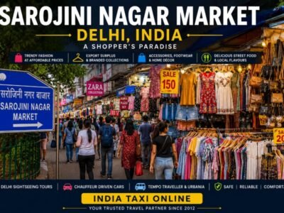 Sarojini Nagar Market Delhi Shopping Destination Busy Sarojini Nagar Market in New Delhi with colourful fashion stalls, shoppers and vibrant shopping streets