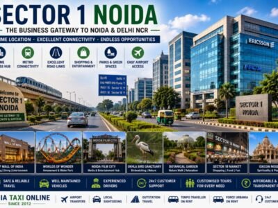 Sector 1 Noida Business & Travel Guide Modern commercial buildings, wide roads, corporate offices and metro connectivity in Sector 1 Noida