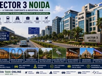 Sector 3 Noida Corporate & Business Hub Modern corporate offices, commercial buildings, landscaped roads and business district in Sector 3 Noida