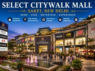 Select CITYWALK Mall Delhi Premium Shopping Destination Select CITYWALK Mall in Saket, New Delhi featuring modern architecture, luxury retail stores, landscaped plaza and shoppers