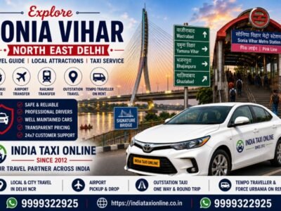 Sonia Vihar Travel Guide India Taxi Online Sonia Vihar in North East Delhi featuring Signature Bridge, nearby Metro connectivity and reliable taxi services by India Taxi Online.
