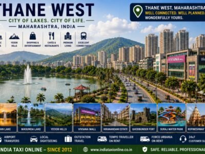 Thane West City of Lakes and Premium Lifestyle Scenic Thane West featuring Upvan Lake, Yeoor Hills, modern skyline, shopping malls and premium residential communities