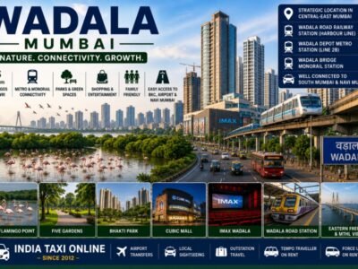 Wadala Mumbai Flamingos Modern Skyline and Connectivity Scenic view of Wadala Mumbai featuring modern skyline, flamingos, harbour, Monorail and green parks