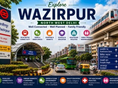 Wazirpur in North West Delhi featuring Wazirpur Industrial Area, steel market, commercial buildings, modern roads and excellent Metro connectivity