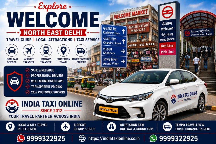Welcome Metro Station in North East Delhi with local markets and reliable taxi services by India Taxi Online.