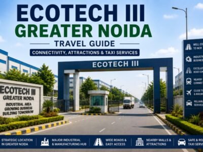Ecotech III Greater Noida industrial area with wide roads, factories and landscaped surroundings
