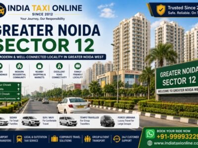 Greater Noida Sector 12 Travel Guide Greater Noida Sector 12 West with modern residential towers, landscaped roads and Greater Noida West surroundings