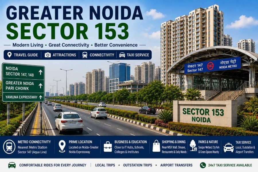 Greater Noida Sector 153 along the Noida Greater Noida Expressway with modern development and metro connectivity