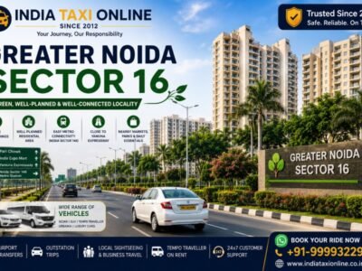 Greater Noida Sector 16 with wide roads, residential buildings, greenery and modern Greater Noida surroundings