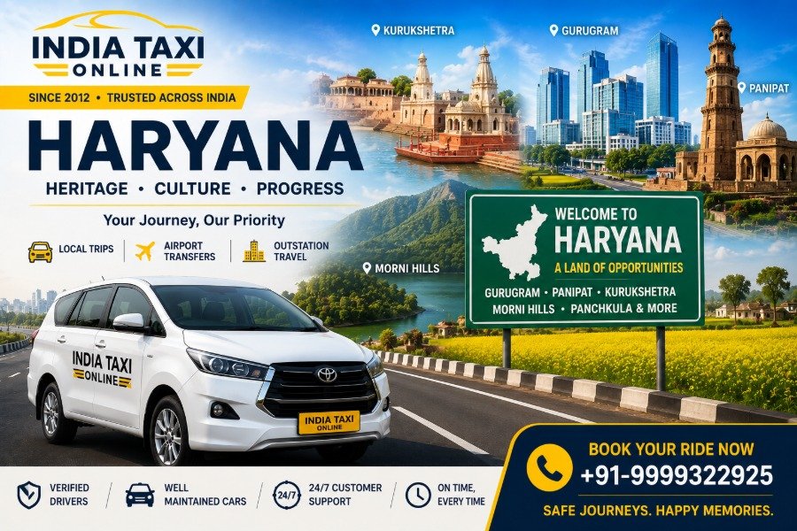 Haryana travel landscape with India Taxi Online taxi service
