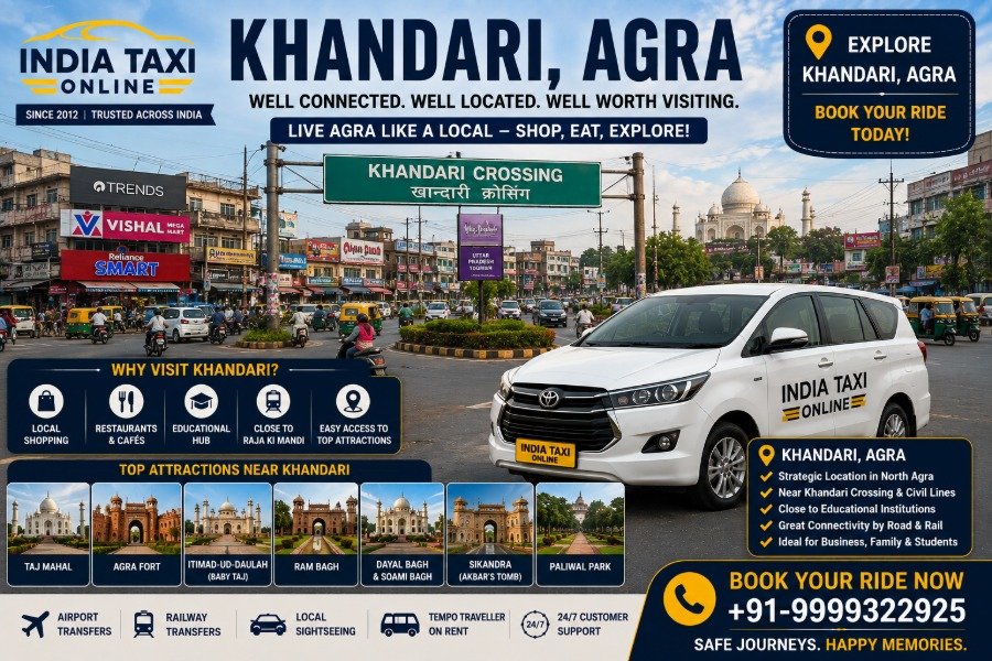 Khandari Agra locality with India Taxi Online taxi service
