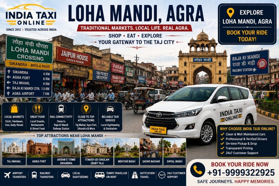 Loha Mandi Agra market with India Taxi Online taxi service