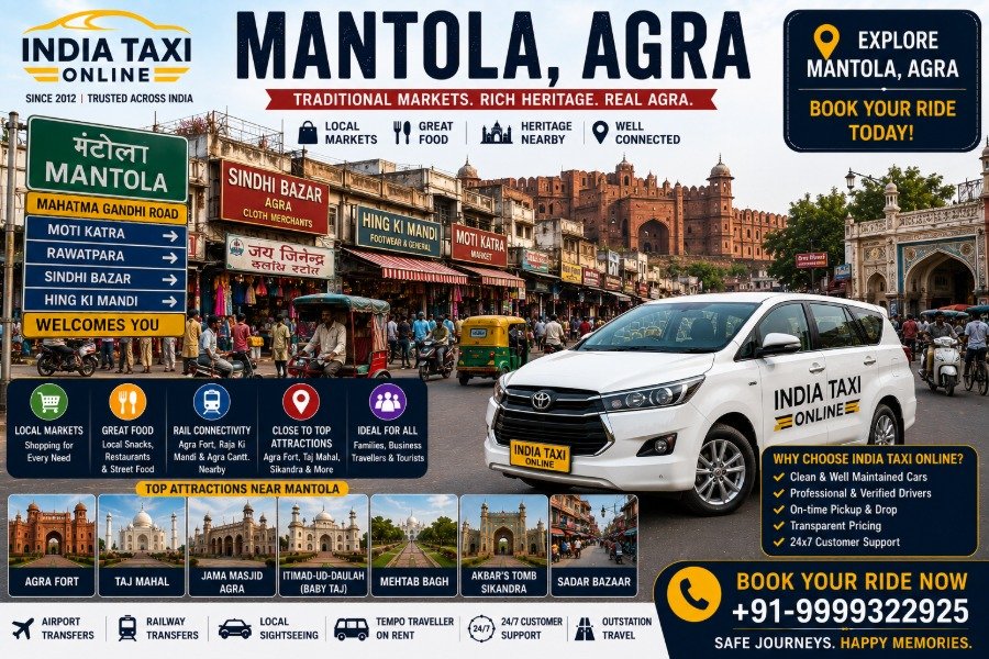 Mantola Agra market with India Taxi Online taxi service