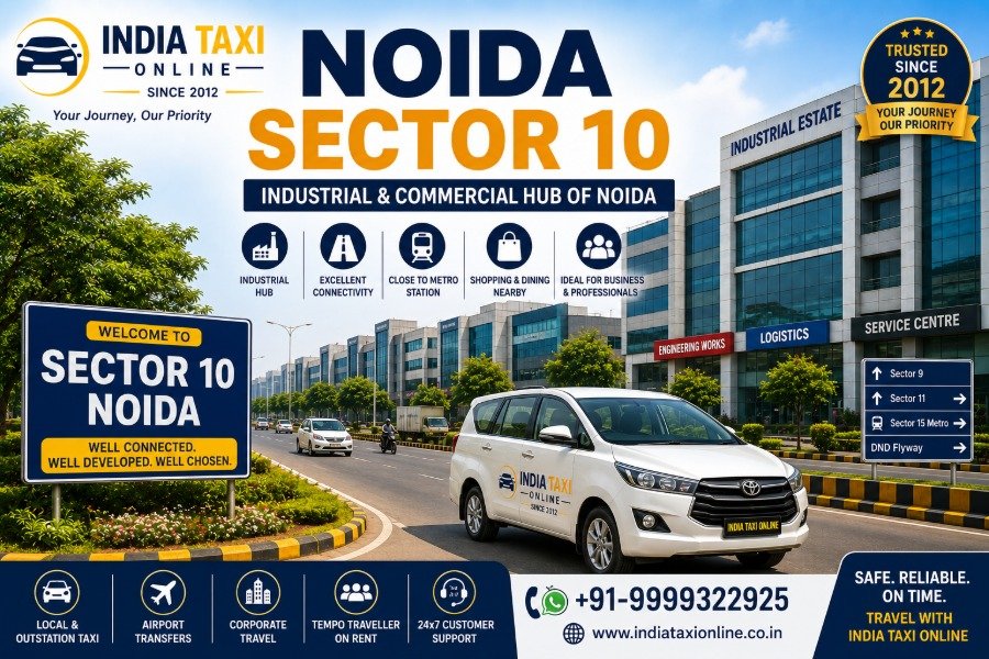 Modern industrial and commercial buildings in Noida Sector 10, Uttar Pradesh
