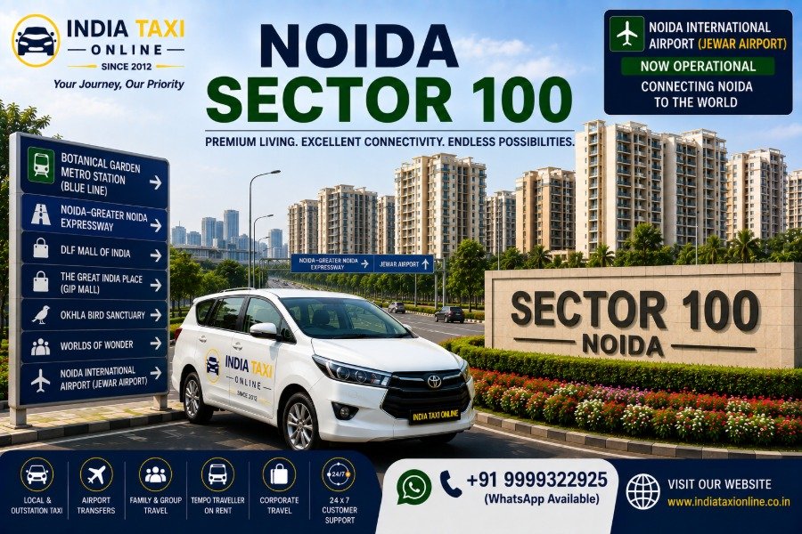Luxury residential apartments, landscaped parks and Noida–Greater Noida Expressway in Noida Sector 100 with convenient access to Noida International Airport