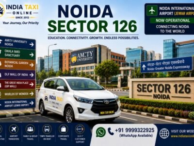 Noida Sector 126 with modern buildings, landscaped roads, educational institutions and Noida–Greater Noida Expressway connectivity